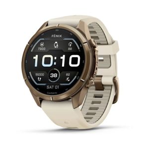 Смарт-годинник Garmin Fenix 9 Pro 43mm Autumn Gold Titanium with Cream Silicone Band (010-04335-26)