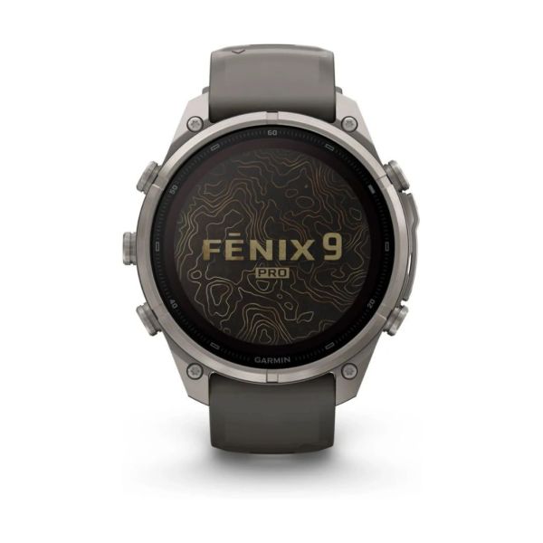 Смарт-годинник Garmin Fenix 9 Pro 47mm LTE Solar Titanium with Pebble Gray/Gray Silicone Band (010-04338-01) фото №2