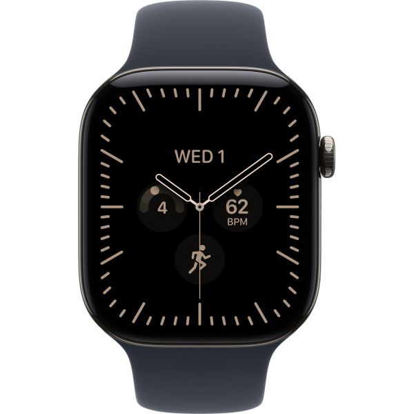 Смарт-часы Apple Watch Series 12 GPS + Cellular 42mm Natural Titanium Case with Navy Blue Sport Band - M/L (MJGG4) фото №2