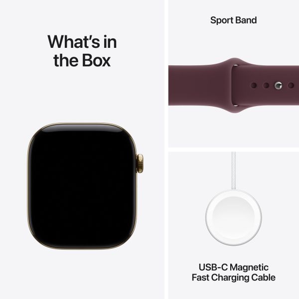 Смарт-годинник Apple Watch Series 12 GPS + Cellular 42mm Radiant Gold Titanium Case with Burgundy Sport Band - S/M (MJGJ4) фото №2