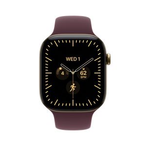 Смарт-часы Apple Watch Series 12 GPS + Cellular 42mm Radiant Gold Titanium Case with Burgundy Sport Band - M/L (MJGK4)