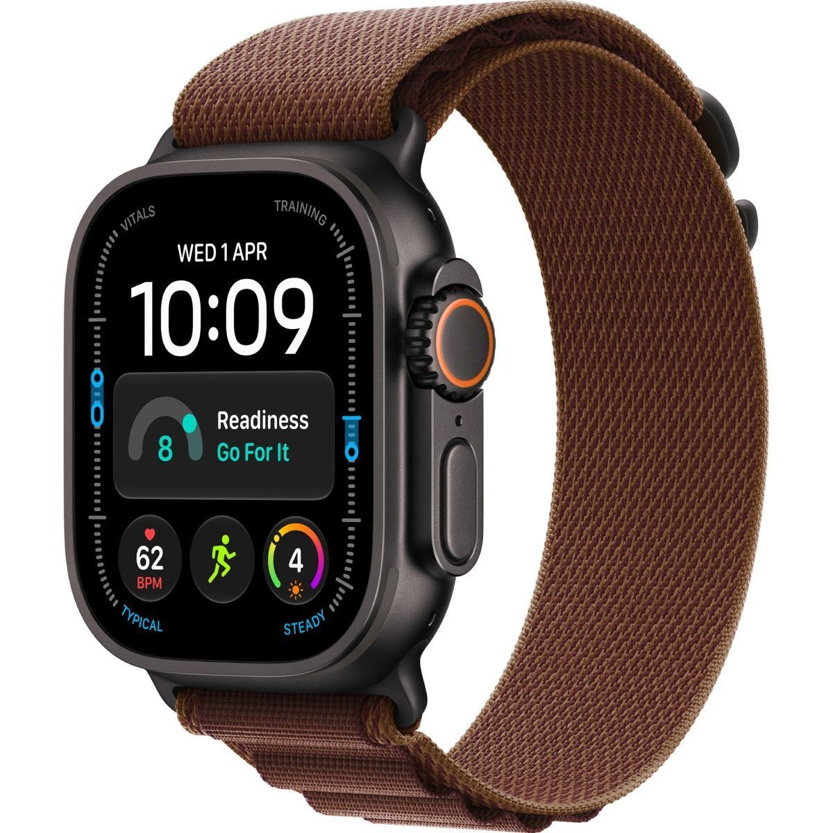 Apple Watch Ultra 4 GPS + Cellular 49mm Black Titanium Case with Burgundy Alpine Loop - Medium (MJC14)