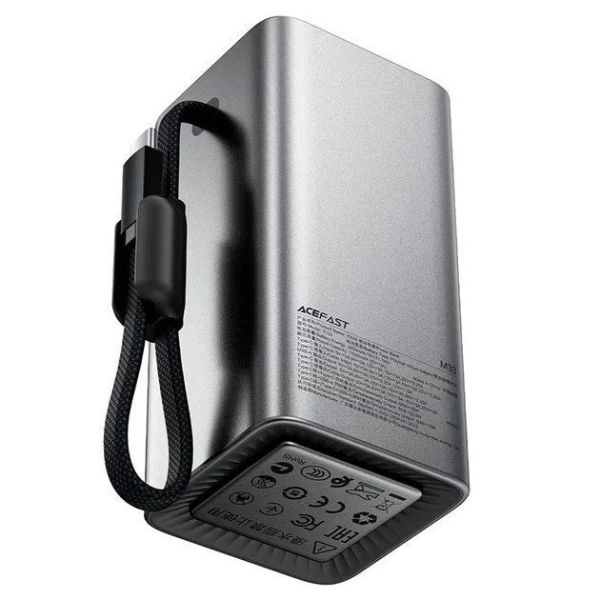 Павербанк ACEFAST M33 100W fast charging power bank with cable and TFT display 20 000 mAh Grey фото №2