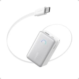 Павербанк Anker Nano 10000 mAh 45W with Built-in USB-C Cable - White (A1638H21)