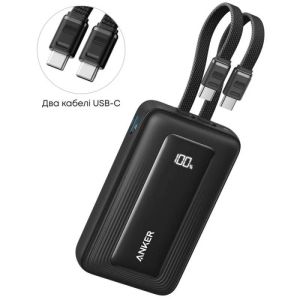Павербанк Anker Zolo Power Bank 20000mAh 45W with Built-In Dual USB-C Cables - Black (A110MH12)
